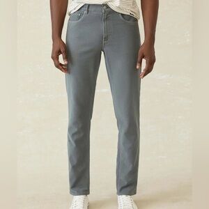 Faherty Stretch Terry 5-Pocket Pants Slate Gray Mid-rise  Slim Leg Hemmed Short